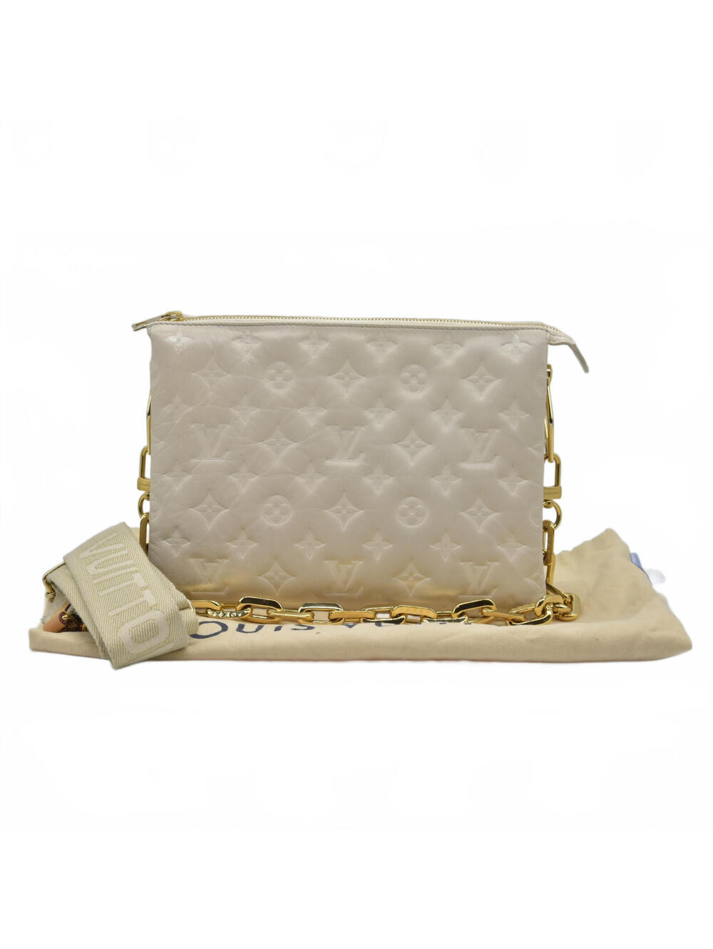 $4950 Louis Vuitton Lambskin Embossed Monogram Coussin PM